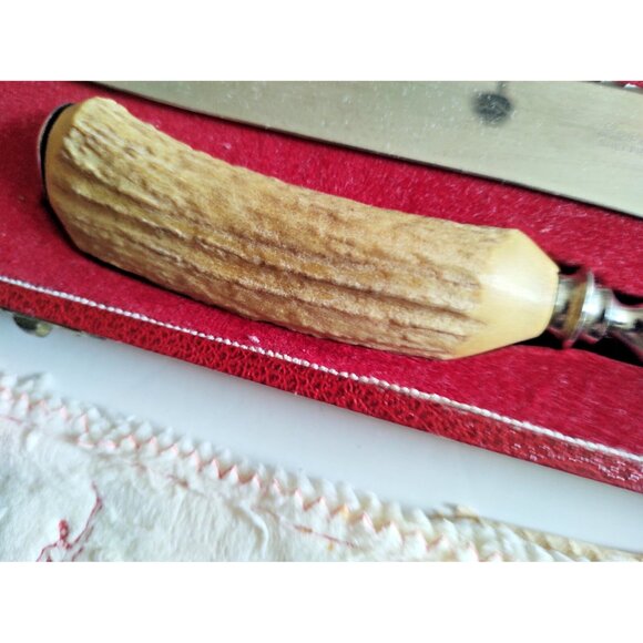 Antique Ashberry of Sheffield Real Stag Horn Carving set by Lewis Rose Co. Ltd. - Picture 5 of 15